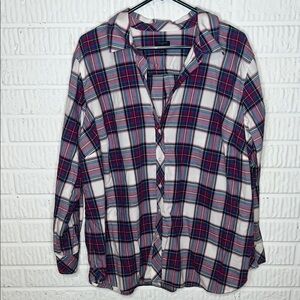 Talbots Plaid Button-Up Shirt Cotton